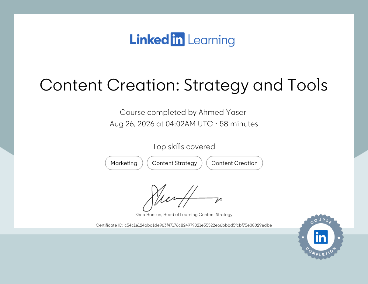 Content Creation: Strategy and Tools — LinkedIn Learning certificate